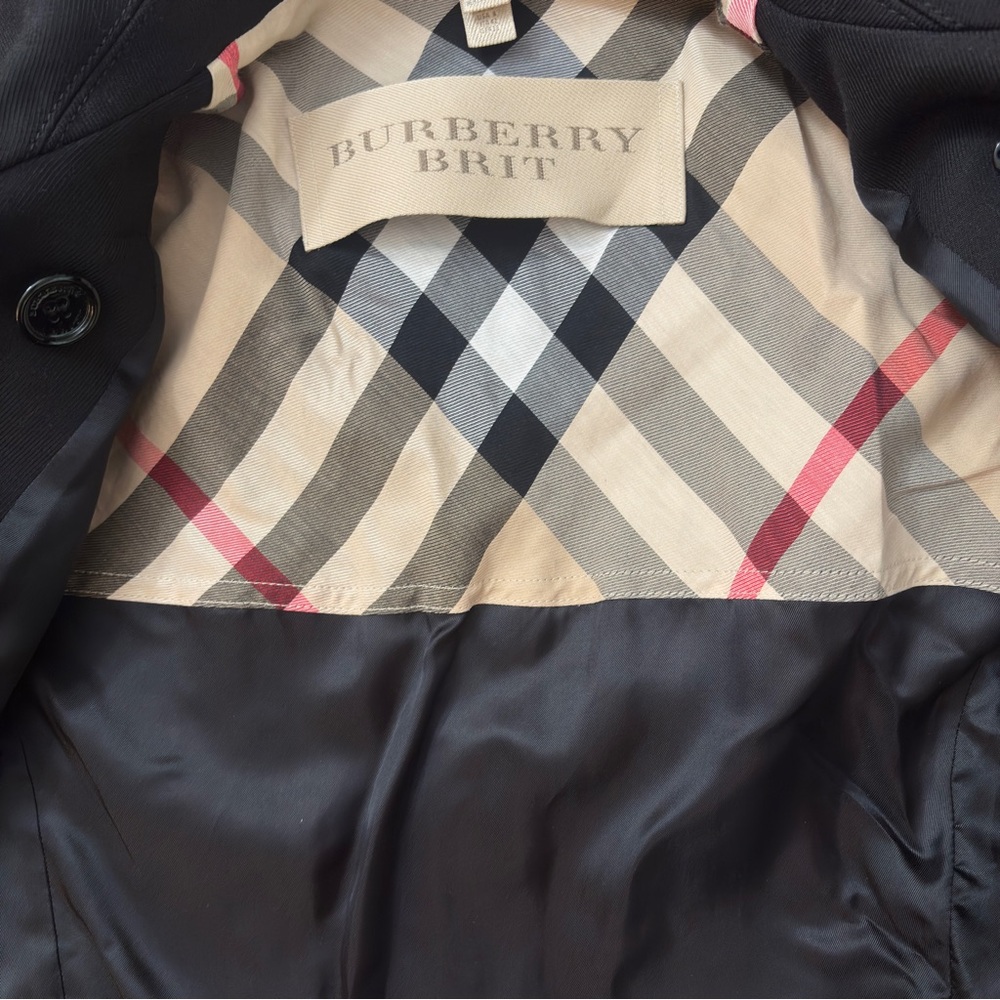 Burberry Brit Black Double-Breasted Trench Coat - Picture 10 of 16